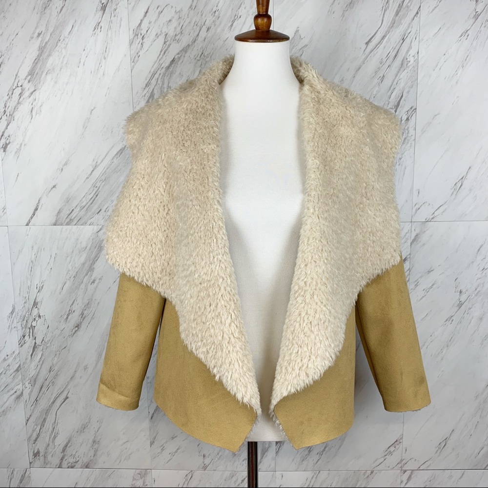 Bass Faux Fur Suede Long Sleeve Coat Sz‎ XS
